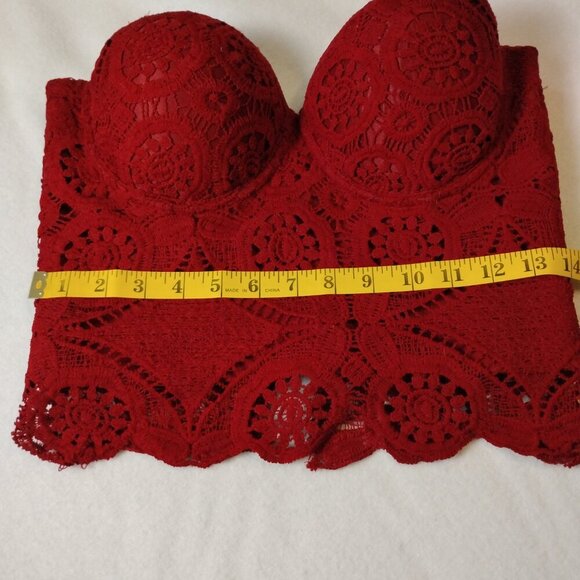Windsor Burgundy Lace Bustier Top, L - Picture 4 of 6